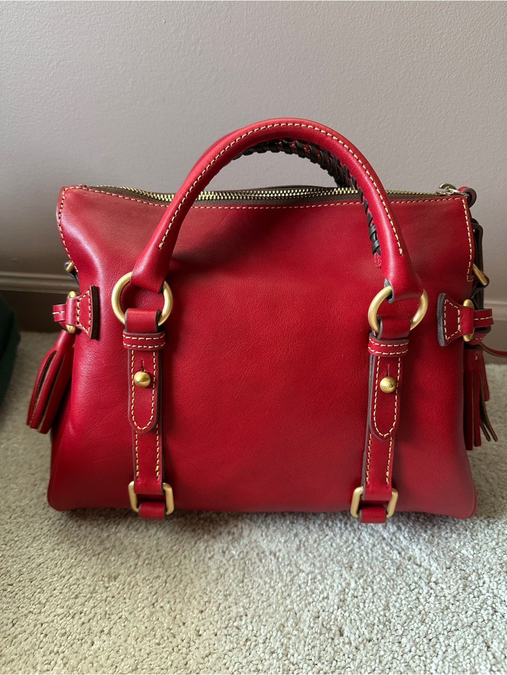Dooney & Bourke Red Mini Florentine Satchel - Picture 2 of 7